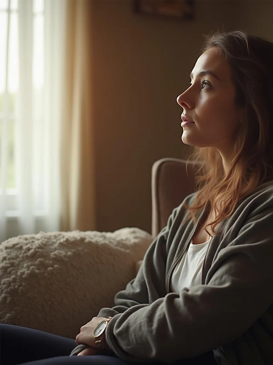 The scene shows a therapy session with one woman apparently distressed, holding her face, and the other woman appearing to talk to her seriously, possibly illustrating memory work risk.